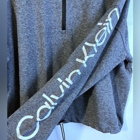 Calvin Klein Gray Crop Pullover Lightweight 1/4 Zip Top XXL - Picture 4 of 6